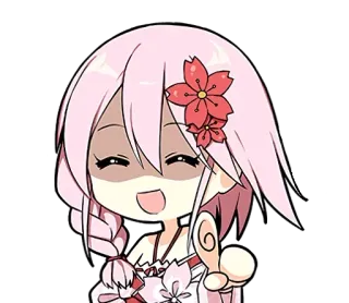 😀 Anime, Chibi, Fofo, Cabelo Rosa, Flor, Desenho Animado, Garota whatsapp sticker