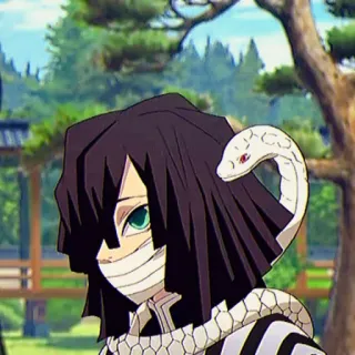 🐍 Iguro Obanai Demon Slayer anime, character, snake, iguro obanai, demon slayer, manga whatsapp sticker