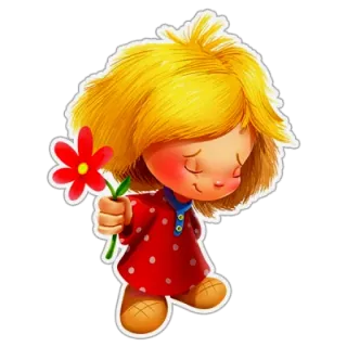 🌺 卡通, 女孩, 花, 可爱, 插画 telegram sticker