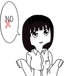 👎 NO Anime, Manga, Tidak, Penyangkalan, Kartun, Ilustrasi telegram sticker