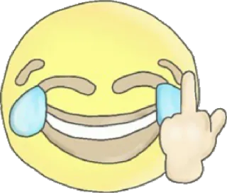 😂 Emoji, Dedo do meio, Rindo, Chorando, Ofensivo whatsapp sticker