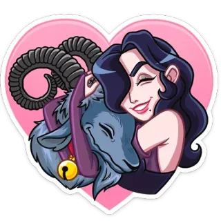 🤗 stiker, wanita, kambing, hati, cinta, kartun telegram sticker