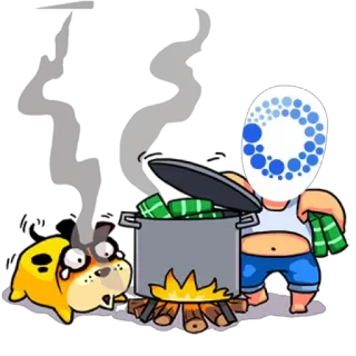 😄 cozinhar, cachorro, comida, fogo, desenho animado telegram sticker