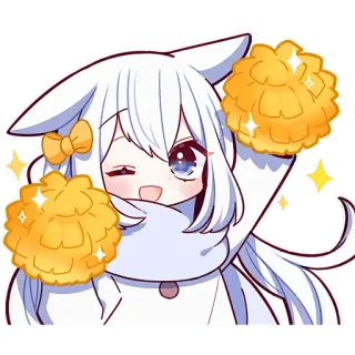 ✊ Черлидер, Аниме, Милый, Блестки, Кролик, Талисман telegram sticker