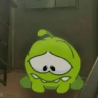 😔 Om Nom Cut the Rope Om Nom, vert, triste, dessin animé, Cut the Rope, jeu telegram sticker