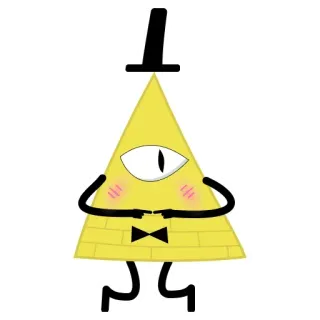 👉 Bill Cipher Gravity Falls triangolo, un occhio, cilindro, papillon, giallo, personaggio dei cartoni animati telegram sticker