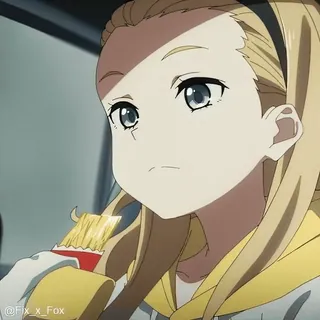 ๐ @Fix_x_Fox anime, blonde, girl, eating, fries, cartoon, munchies telegram sticker