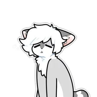😴 gato, animal, adesivo, branco, cinza, triste, desenho animado telegram sticker