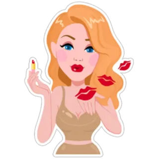 💄 femme, rouge à lèvres, baiser, beauté, maquillage, cosmétiques whatsapp sticker
