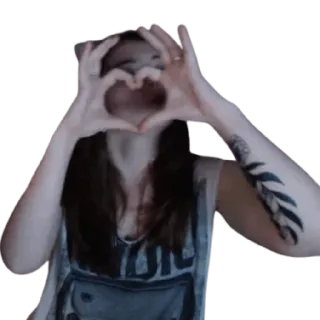 🤍 mulher, formato de coração, gesto de mão, orelhas de gato, tatuagem, pose, pessoa telegram sticker