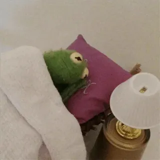 💚 Kermit Kermit the Frog, puppet, bed, sleepy, meme, cartoon character, muppet telegram sticker