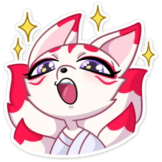 😍 cáo, anime, sticker, dễ thương, kawaii, lấp lánh, hoạt hình whatsapp sticker
