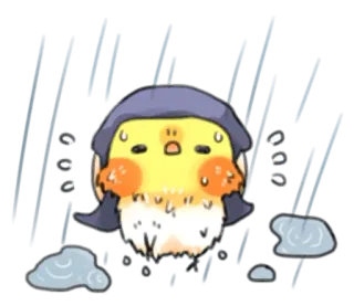 ⛈ pleurer, triste, pluie, poussin, animal, kawaii, mignon telegram sticker