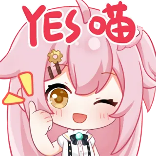 👍 YES 喵 anime, fofo, adesivo, sim, joinha, gato, miau, afirmativo telegram sticker