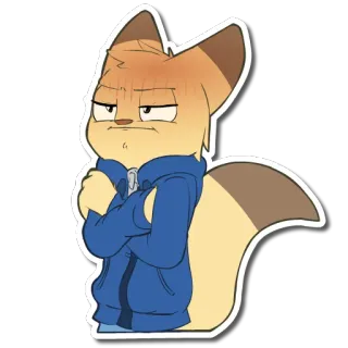😑 卡通, 狐狸, 动物, 角色, 恼火, 态度 telegram sticker