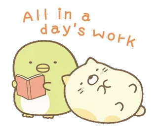 💬 All in a day's work 贴纸, 猫, 鸟, 可爱, 卡通, 卡哇伊 whatsapp sticker