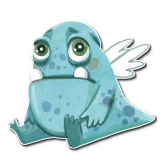 😥 mostro, carino, triste, cartone animato, illustrazione, bizzarro whatsapp sticker