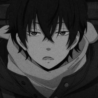🌑 动漫, 漫画, 角色, 肖像, 单色 telegram sticker