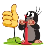 👍 Mole cartoon, mole, balloon, pump, cute, animal whatsapp sticker