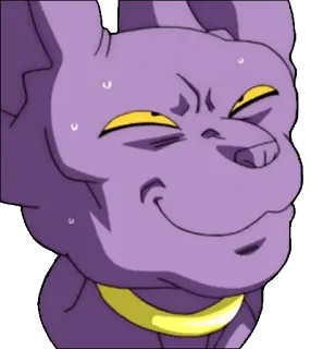 😌 Beerus Dragon Ball Anime, Cartoon, Charakter, Lila Katze, Gott der Zerstörung, Beerus, Dragon Ball telegram sticker