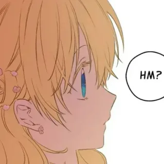 ✨ HM? dibujos animados, anime, pregunta, cara, rubia, chica whatsapp sticker