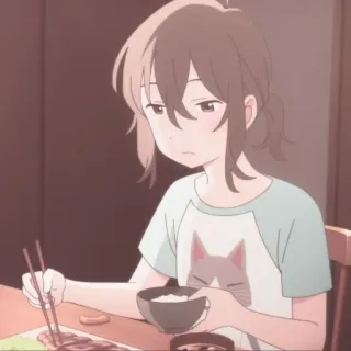 🌷 Anime, Fille, Manger, Chat, Dîner telegram sticker