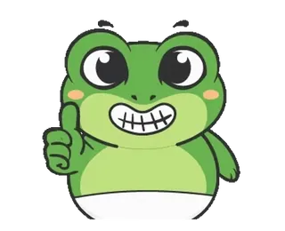 👍 katak, kartun, jempol ke atas, binatang, hijau, imut telegram sticker