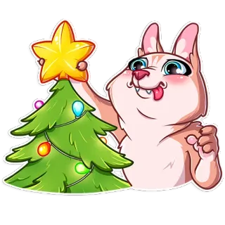 🎄 noël, arbre, étoile, chien, mignon, drôle, fête, nouvel an telegram sticker