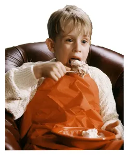 🍨 Kevin McCallister Home Alone filme, criança, comendo, comédia whatsapp sticker