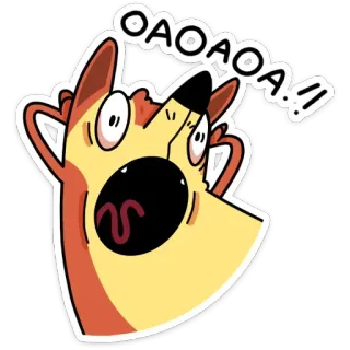 😱 OAOAOA!! volpe, cartone animato, scioccato, espressione, divertente whatsapp sticker