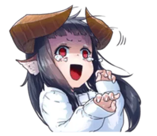 😰 ragazza anime, demone, piangere, corna, emozionale, kawaii, manga telegram sticker