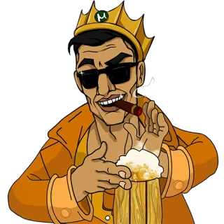 🍻 Cartoon, Figur, König, Bier, Zigarre, Krone, Alkohol telegram sticker
