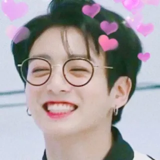 🌺 Jungkook kpop, idol, corações, fofo, óculos, sorriso telegram sticker