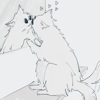🐈 Katze, Spiegel, Liebe, Herzen, Skizze, süß, Tier telegram sticker