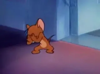 💗 Jerry Tom and Jerry dessin animé, souris, effrayé, drôle, classique, animation whatsapp sticker