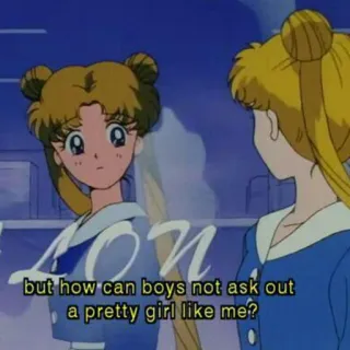 🙋‍♀️ but how can boys not ask out a pretty girl like me? anime, gadis, cantik, pertanyaan, kartun whatsapp sticker