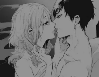 ❤️ Anime, Para, Romantyczny, Pocałunek, Sztuka, Manga telegram sticker