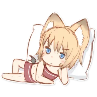 😴 Anime, Chibi, Hồ ly, Tai, Đuôi telegram sticker