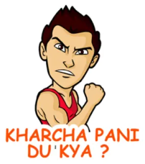 😤 KHARCHA PANI DU 'KYA ? arrabbiato, cartone animato, uomo, espressione, divertente, hindi whatsapp sticker