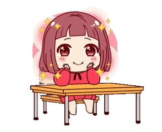 🙂 Anime, Meisje, Kawaii, Schattig, Sprankelend telegram sticker