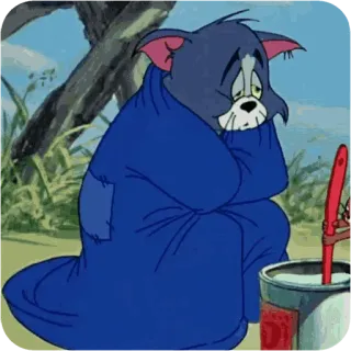 😴 Tom Cat Tom and Jerry cartoon, sad, blanket, Tom and Jerry, character, cat whatsapp sticker