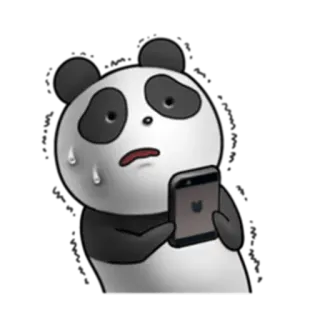 😨 Panda, Dibujo animado, Animal, Lindo, Preocupado, Teléfono, Emoji, Meme whatsapp sticker