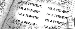 ✍ I'M A PERVERT. pervertido, ofensivo, texto, esboço, caderno whatsapp sticker
