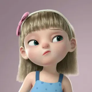 🦩 chica de dibujos animados, linda, puchero, 3D, personaje telegram sticker