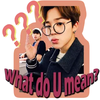 🤔 what do U mean? jimin, question, qu'est-ce que tu veux dire telegram sticker
