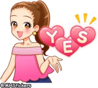 👍 YES sim, corações, desenho animado, afirmativo, acordo telegram sticker