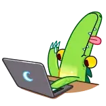 🐊 crocodile, computer, moon, cartoon, animal, laptop, funny, meme whatsapp sticker