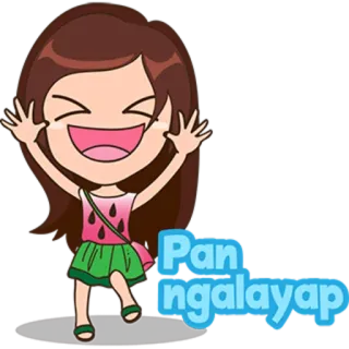 👧 Pan ngalayap desenho animado, menina, feliz, tagalo telegram sticker