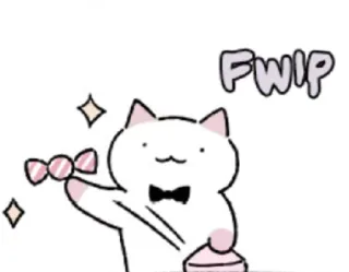 🤚 FWIP Katze, Cartoon, Fliege, Süßigkeit, Süß, Kawaii telegram sticker