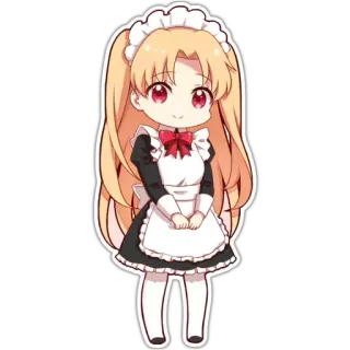 👩‍🍳 Anime, Maid, Chibi, Mignon, Dessin animé, Personnage, Blond telegram sticker